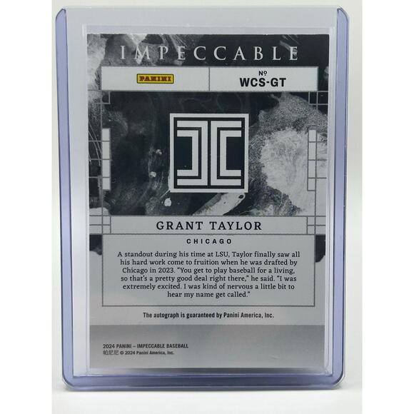 2024 Panini Impeccable Grant Taylor Watercolor Ink Auto 10/10 SP White Sox - Picture 2 of 2